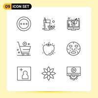 9 Creative Icons Modern Signs and Symbols of food commerce message cart add Editable Vector Design Elements