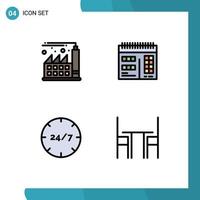 Pictogram Set of 4 Simple Filledline Flat Colors of digital help web all day chair Editable Vector Design Elements