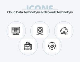 tecnología de datos en la nube y tecnología de red línea icono paquete 5 diseño de iconos. actualizar. ordenadores. electricidad. informática. computadora vector