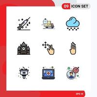 Stock Vector Icon Pack of 9 Line Signs and Symbols for gesture landmark truck government canada Editable Vector Design Elements