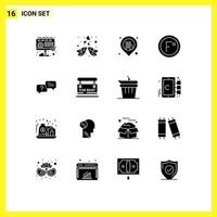 Universal Icon Symbols Group of 16 Modern Solid Glyphs of chat temperature romantic forecast climate Editable Vector Design Elements