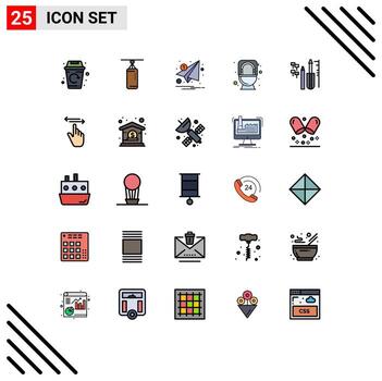 User Interface Pack of 25 Basic Filled line Flat Colors of reapair flush email commode paper Editable Vector Design Elements