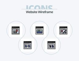 Website Wireframe Line Filled Icon Pack 5 Icon Design. . web. business. seo. keyword vector