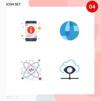 4 Flat Icon concept for Websites Mobile and Apps information coding phone internet vision Editable Vector Design Elements