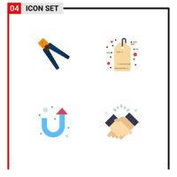 4 Universal Flat Icon Signs Symbols of plier sale tag crimping black friday sign Editable Vector Design Elements