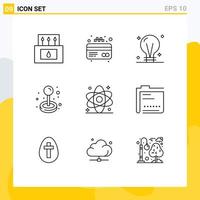 Set of 9 Commercial Outlines pack for diagnostic play concept game joystick Editable Vector Design Elements