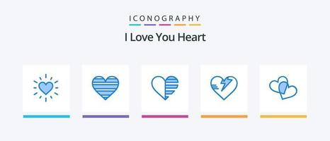 Heart Blue 5 Icon Pack Including heart. care. heart. heart. gift. Creative Icons Design vector