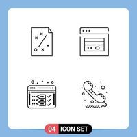 Pack of 4 Modern Filledline Flat Colors Signs and Symbols for Web Print Media such as business analysis project card optimize Editable Vector Design Elements