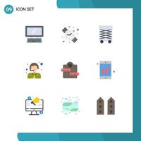 9 Thematic Vector Flat Colors and Editable Symbols of machine service construction logistic customer Editable Vector Design Elements