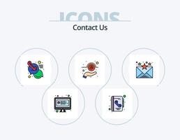 Contact Us Line Filled Icon Pack 5 Icon Design. book. support. email. message. call vector