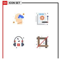 Pack of 4 creative Flat Icons of cloud information mind fund hobby Editable Vector Design Elements