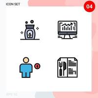 4 Creative Icons Modern Signs and Symbols of aroma electricity computer monitor human Editable Vector Design Elements