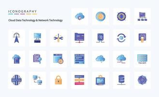 25 Cloud Data Technology And Network Technology Flat color icon pack vector