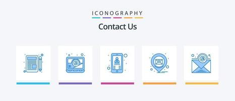 Contact Us Blue 5 Icon Pack Including subscription. email. phone. message. location. Creative Icons Design vector