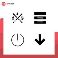 4 Universal Solid Glyph Signs Symbols of drum off sticks drawer tumbler Editable Vector Design Elements
