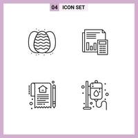 Universal Icon Symbols Group of 4 Modern Filledline Flat Colors of egg calculation nature banking report Editable Vector Design Elements