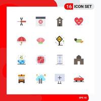 Pack of 16 Modern Flat Colors Signs and Symbols for Web Print Media such as emoji store interface shops house Editable Pack of Creative Vector Design Elements