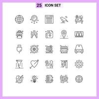 Set of 25 Modern UI Icons Symbols Signs for auction sparrow find small bird Editable Vector Design Elements