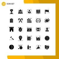 Modern Set of 25 Solid Glyphs Pictograph of notification activity place web ecology Editable Vector Design Elements