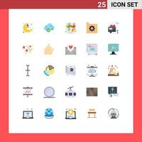 paquete de interfaz de usuario de 25 colores planos básicos de la base de datos de tecnología de documentos de camper conecta elementos de diseño vectorial editables vector