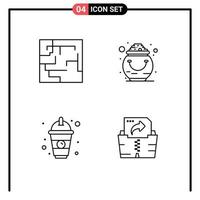 Universal Icon Symbols Group of 4 Modern Filledline Flat Colors of labyrinth drink fortune patrick juice Editable Vector Design Elements