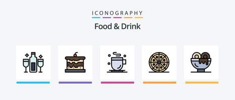 Food And Drink Line Filled 5 Icon Pack Including champagne. alcoholic. alcohol. food. Creative Icons Design vector