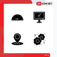 Mobile Interface Solid Glyph Set of 4 Pictograms of dash location computer imac cookies Editable Vector Design Elements