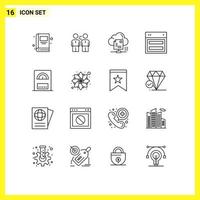 16 Universal Outline Signs Symbols of site design handshake document online Editable Vector Design Elements