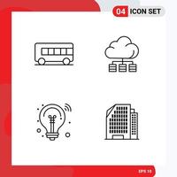 4 Thematic Vector Filledline Flat Colors and Editable Symbols of bus innovation cloud technology apartment Editable Vector Design Elements