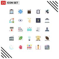 Modern Set of 25 Flat Colors Pictograph of security clipboard network check list carpenter Editable Vector Design Elements