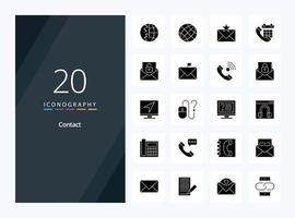 20 Contact Solid Glyph icon for presentation vector