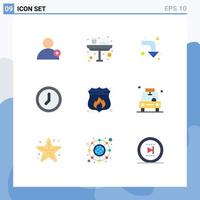 Set of 9 Modern UI Icons Symbols Signs for shield access arrows user interface Editable Vector Design Elements