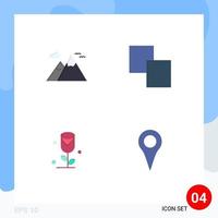 Modern Set of 4 Flat Icons and symbols such as mountains love travel layers location Editable Vector Design Elements