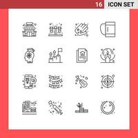 Pictogram Set of 16 Simple Outlines of knowledge head medicine capability duffle Editable Vector Design Elements