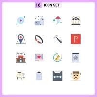 Set of 16 Modern UI Icons Symbols Signs for medical location up hospital building Editable Pack of Creative Vector Design Elements