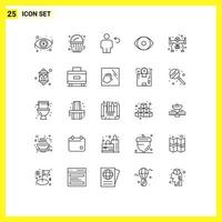 Set of 25 Vector Lines on Grid for hobby vision back human eye Editable Vector Design Elements