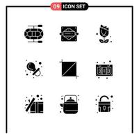 Pictogram Set of 9 Simple Solid Glyphs of cassette tool usa crop dummy Editable Vector Design Elements