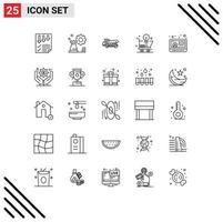 Modern Set of 25 Lines and symbols such as idea shopping setting cart transport Editable Vector Design Elements