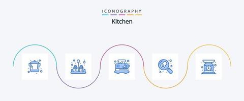 Kitchen Blue 5 Icon Pack Including weighing. machine. kitchen. check weight. pan vector