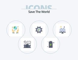 Save The World Flat Icon Pack 5 Icon Design. green. energy. earth saving. environment. ecology vector