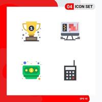 Editable Vector Line Pack of 4 Simple Flat Icons of award dollar success window devices Editable Vector Design Elements