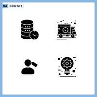 4 Thematic Vector Solid Glyphs and Editable Symbols of hosting tag web time mane Editable Vector Design Elements