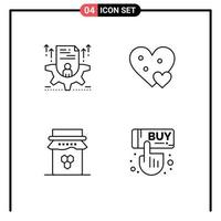 Stock Vector Icon Pack of 4 Line Signs and Symbols for resume small setting love honey Editable Vector Design Elements
