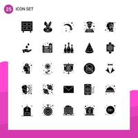 Universal Icon Symbols Group of 25 Modern Solid Glyphs of logical head reload ecology man Editable Vector Design Elements