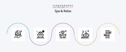 paquete de iconos de la línea 5 de spa y relax que incluye té verde. té . balneario spa vector