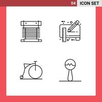 4 Creative Icons Modern Signs and Symbols of computer ruler cpu document transport Editable Vector Design Elements