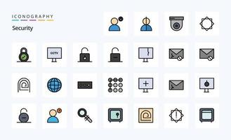 paquete de iconos de estilo lleno de 25 líneas de seguridad vector