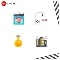 4 Universal Flat Icons Set for Web and Mobile Applications online tube online store develop science Editable Vector Design Elements