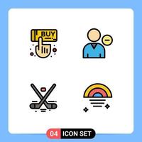 Set of 4 Modern UI Icons Symbols Signs for sale canada hand person hockey Editable Vector Design Elements