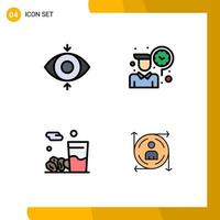 4 Universal Filledline Flat Color Signs Symbols of eye iftar employee working user Editable Vector Design Elements